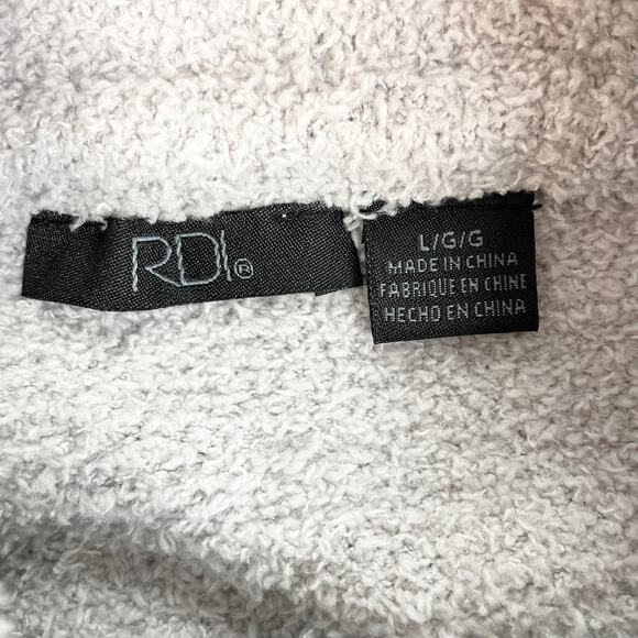 RDI Womens L Cozy Half Zip Pullover Top Sweater Stretchy Light Gray Soft - Picture 7 of 10